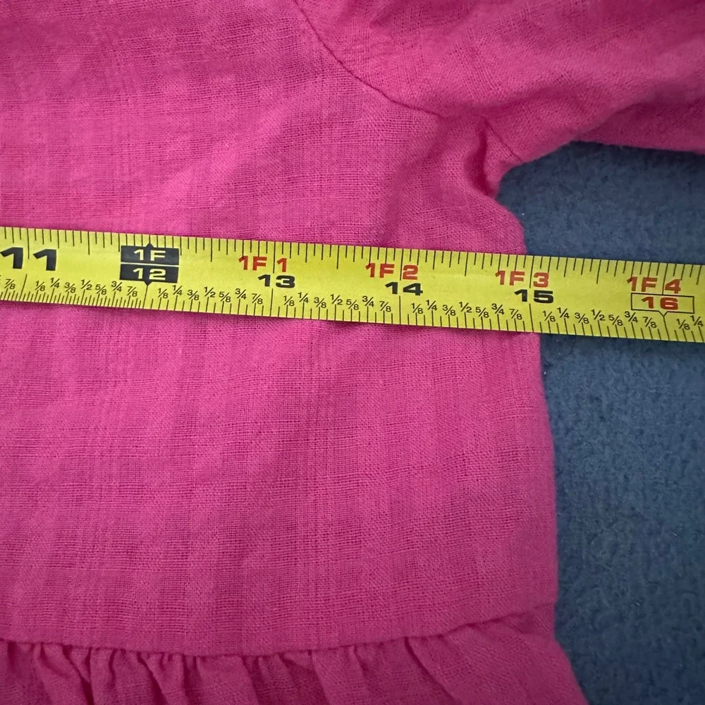 Old Navy Girls Pink Tiered Babydoll Dress Short Sleeve Textured Size L 10-12